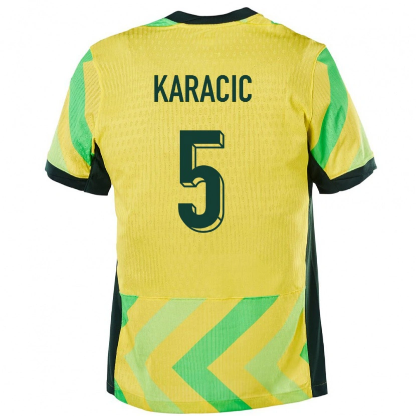 Danxen Uomo Maglia Australia Fran Karacic #5 Oro Kit Gara Home 24-26 Maglietta