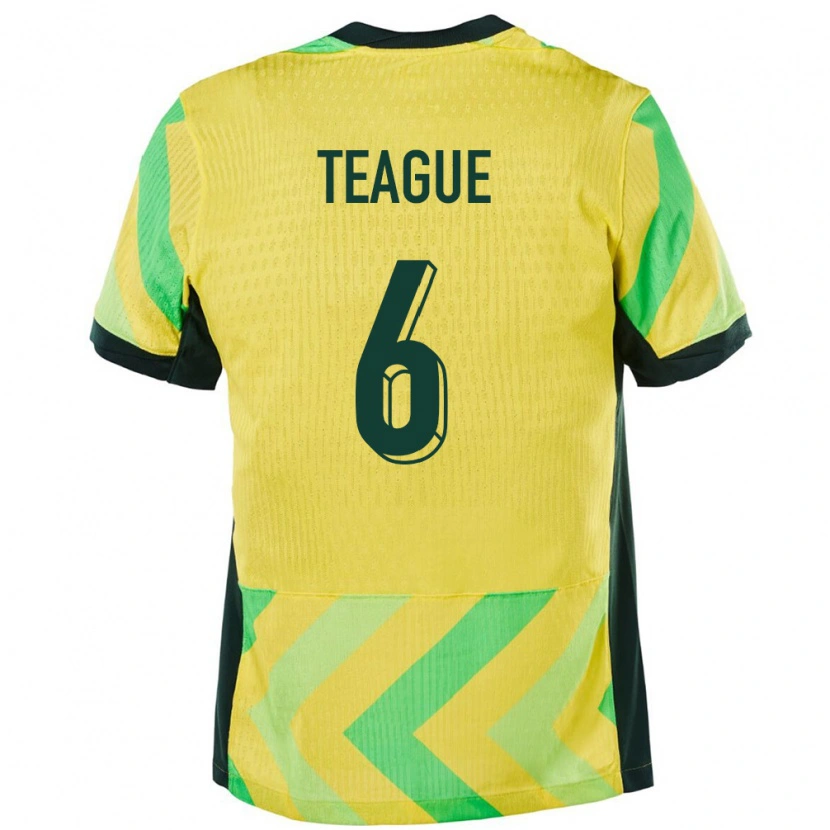 Danxen Uomo Maglia Australia Ryan Teague #6 Oro Kit Gara Home 24-26 Maglietta