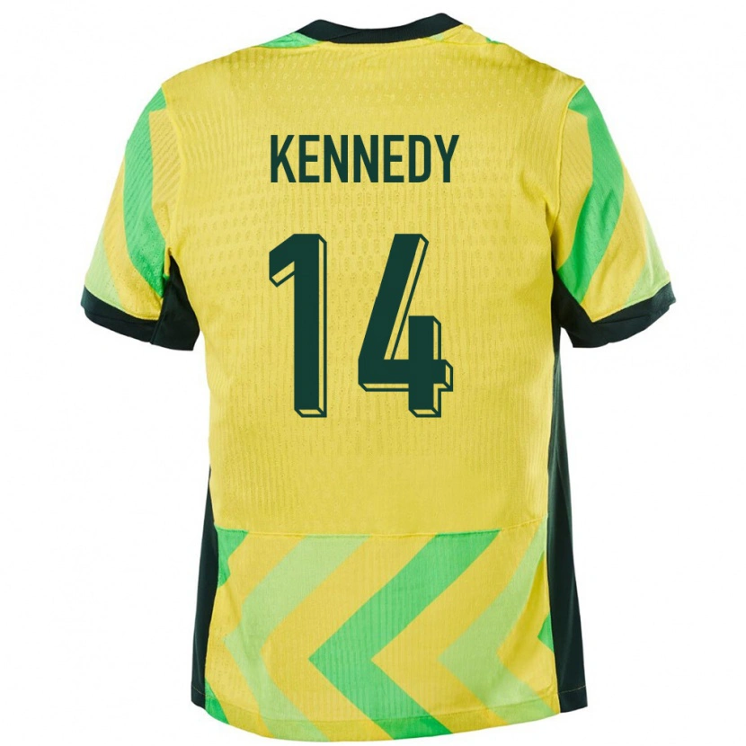 Danxen Uomo Maglia Australia Alanna Kennedy #14 Oro Kit Gara Home 24-26 Maglietta