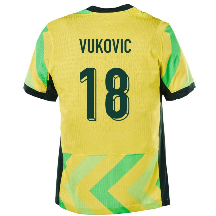 Danxen Uomo Maglia Australia Danny Vukovic #18 Oro Kit Gara Home 24-26 Maglietta