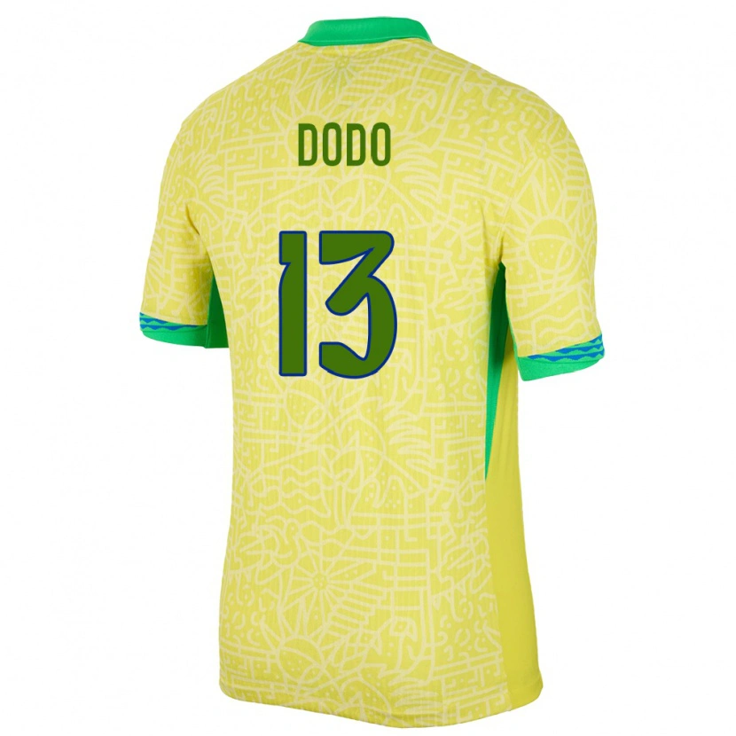 Danxen Uomo Maglia Brasile Dodô #13 Giallo Kit Gara Home 24-26 Maglietta
