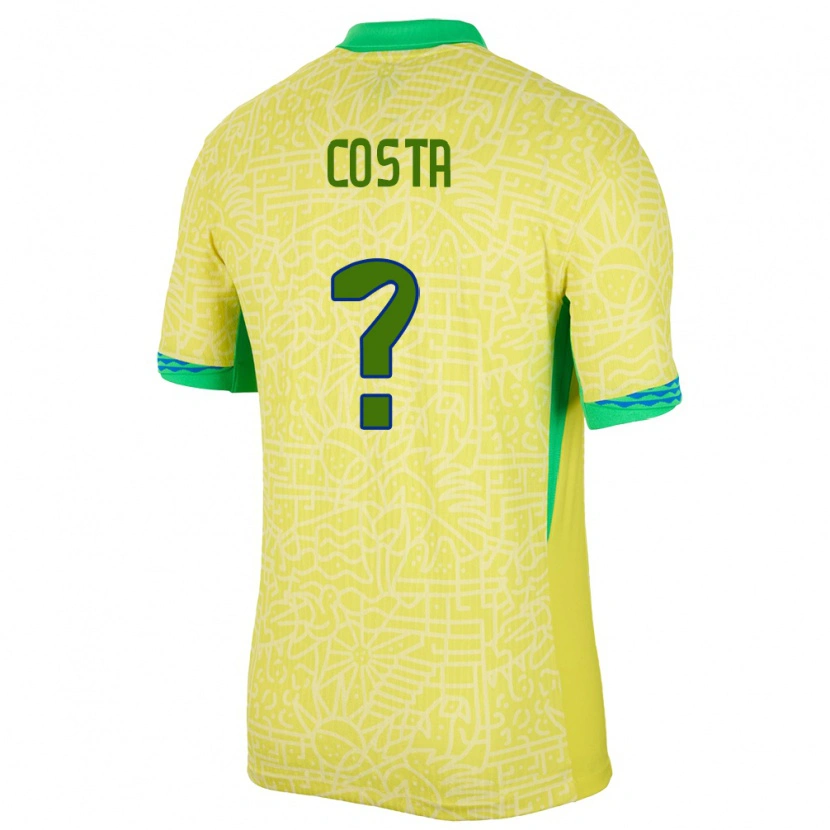 Danxen Uomo Maglia Brasile João Costa #0 Giallo Kit Gara Home 24-26 Maglietta