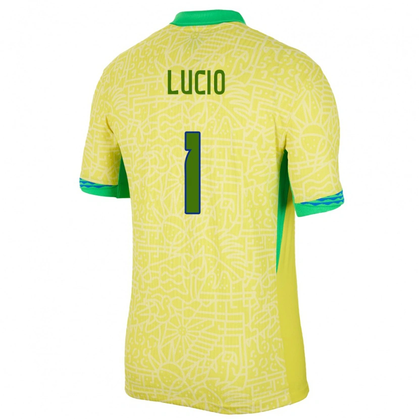 Danxen Uomo Maglia Brasile João Lucio #1 Giallo Kit Gara Home 24-26 Maglietta