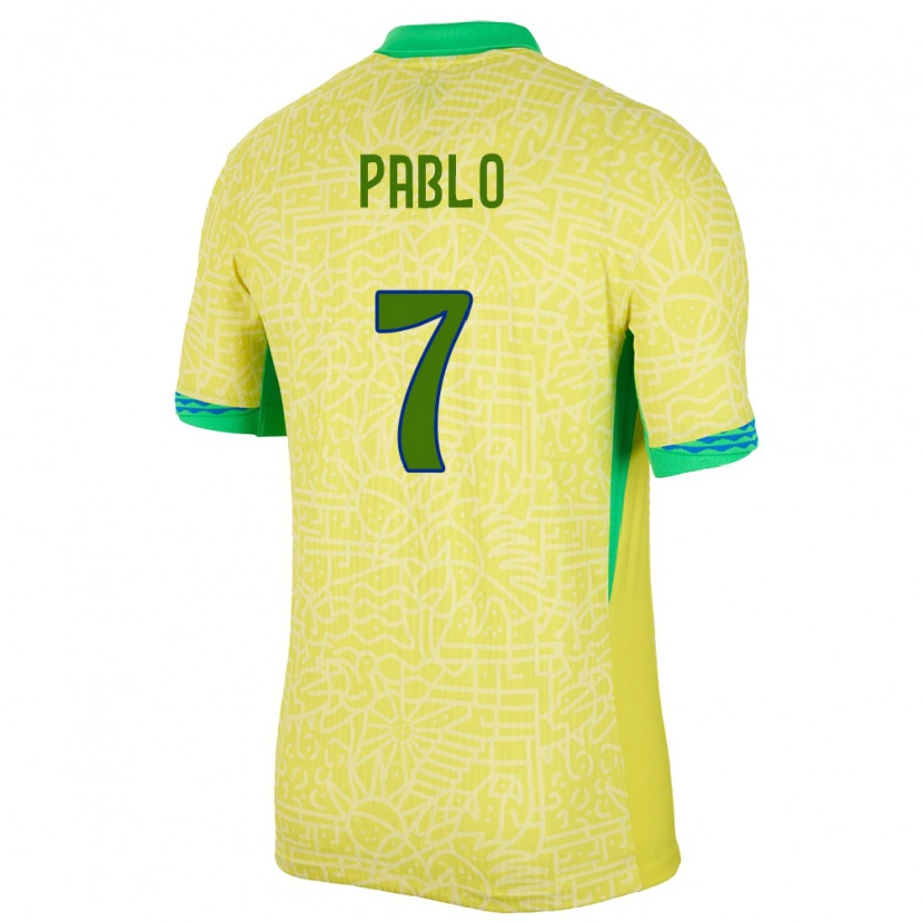 Danxen Uomo Maglia Brasile Ruan Pablo #7 Giallo Kit Gara Home 24-26 Maglietta