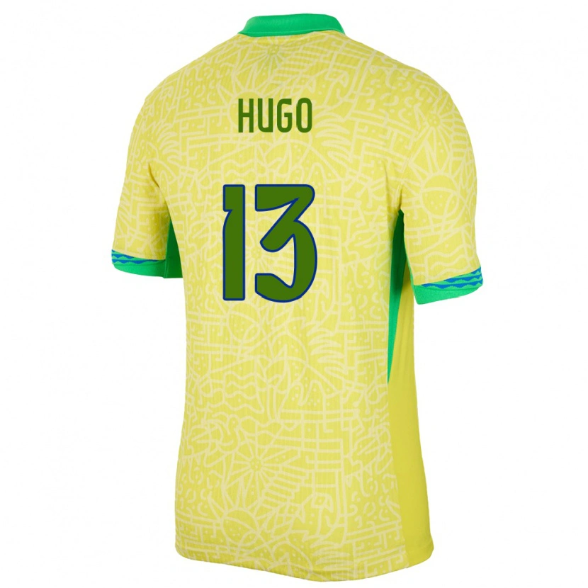 Danxen Uomo Maglia Brasile Vitor Hugo #13 Giallo Kit Gara Home 24-26 Maglietta
