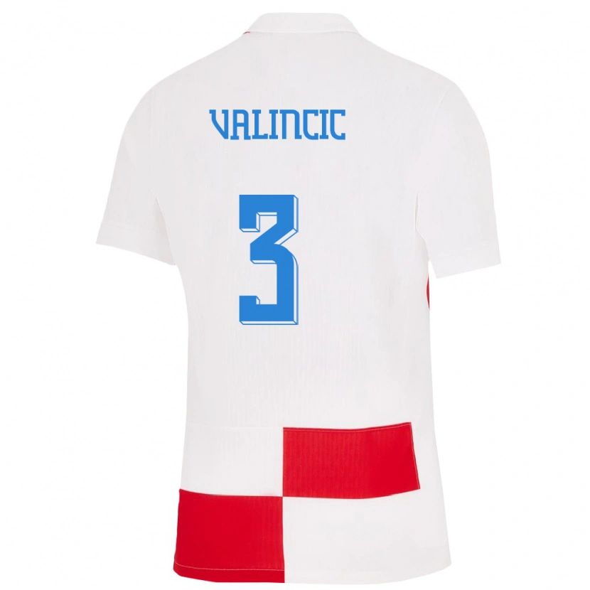 Danxen Uomo Maglia Croazia Moris Valincic #3 Bianco Rosso Kit Gara Home 24-26 Maglietta