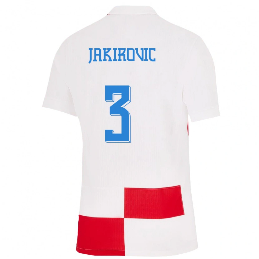 Danxen Uomo Maglia Croazia Leon Jakirovic #3 Bianco Rosso Kit Gara Home 24-26 Maglietta