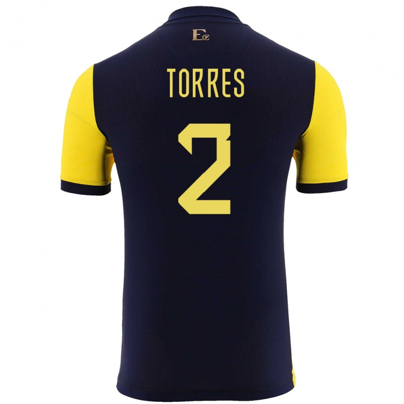Danxen Uomo Maglia Ecuador Félix Torres #2 Giallo Kit Gara Home 24-26 Maglietta