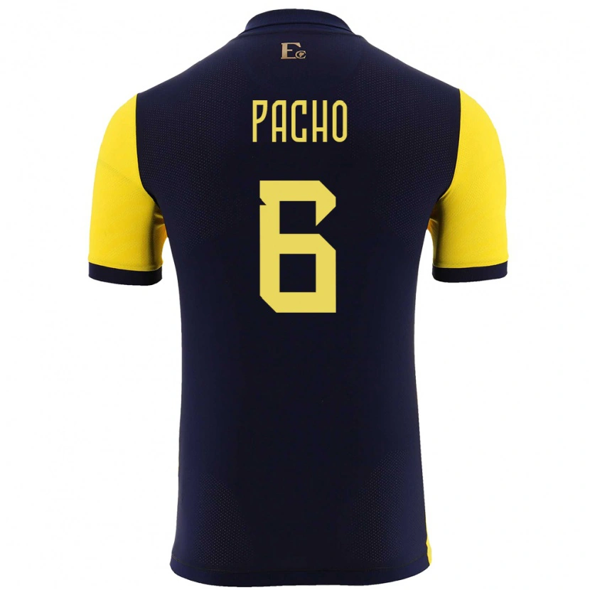 Danxen Uomo Maglia Ecuador Willian Pacho #6 Giallo Kit Gara Home 24-26 Maglietta