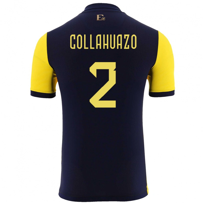 Danxen Uomo Maglia Ecuador Jair Collahuazo #2 Giallo Kit Gara Home 24-26 Maglietta