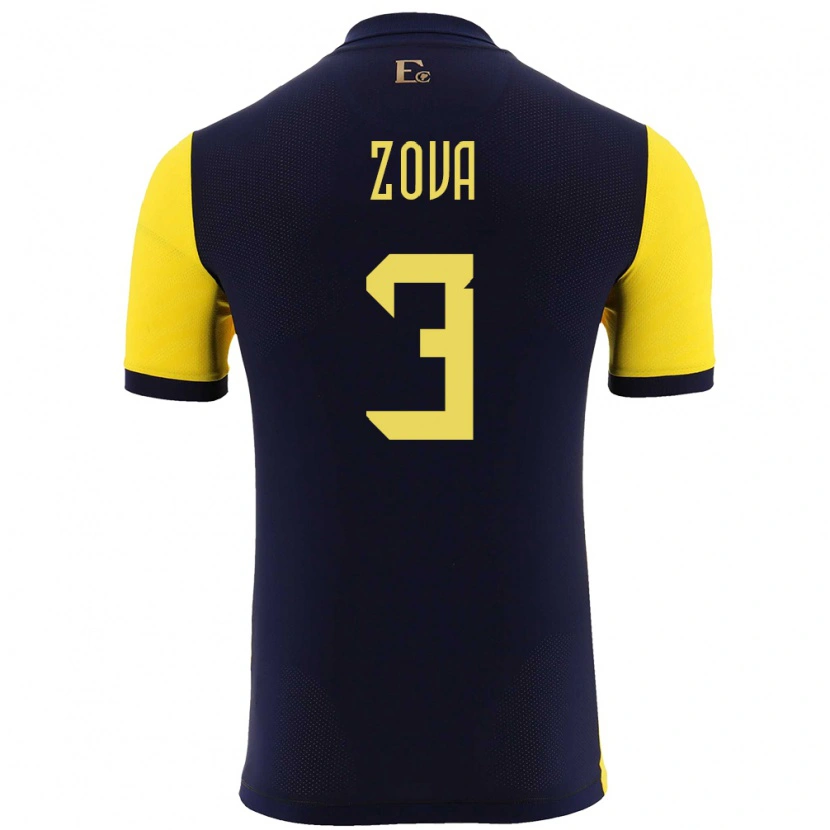 Danxen Uomo Maglia Ecuador Alex Zova #3 Giallo Kit Gara Home 24-26 Maglietta