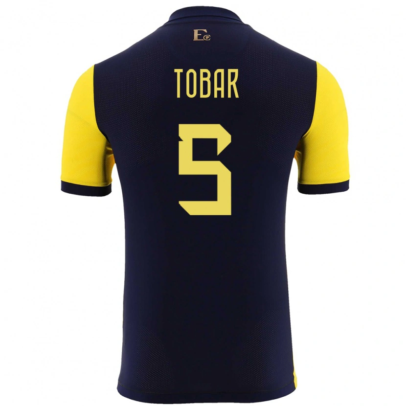 Danxen Uomo Maglia Ecuador Bolívar Tobar #5 Giallo Kit Gara Home 24-26 Maglietta