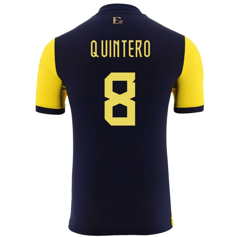 Danxen Uomo Maglia Ecuador Hólger Quintero #8 Giallo Kit Gara Home 24-26 Maglietta
