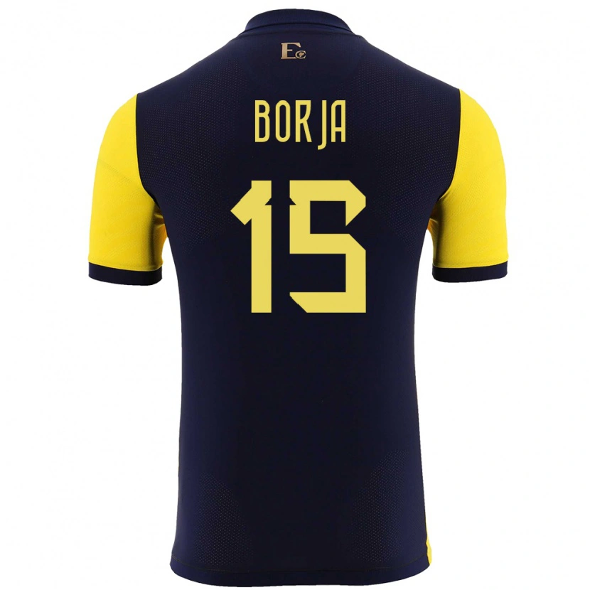 Danxen Uomo Maglia Ecuador Ronny Borja #15 Giallo Kit Gara Home 24-26 Maglietta