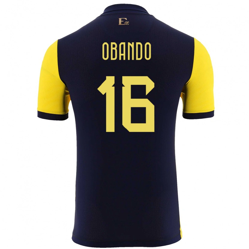 Danxen Uomo Maglia Ecuador Allen Obando #16 Giallo Kit Gara Home 24-26 Maglietta
