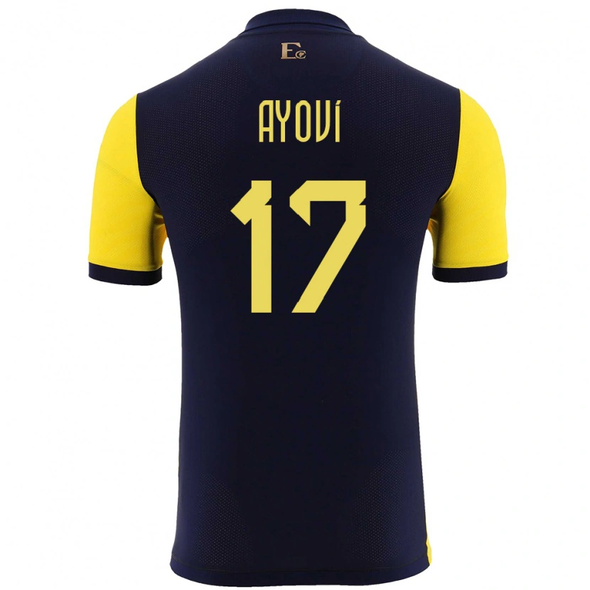 Danxen Uomo Maglia Ecuador Junior Ayoví #17 Giallo Kit Gara Home 24-26 Maglietta