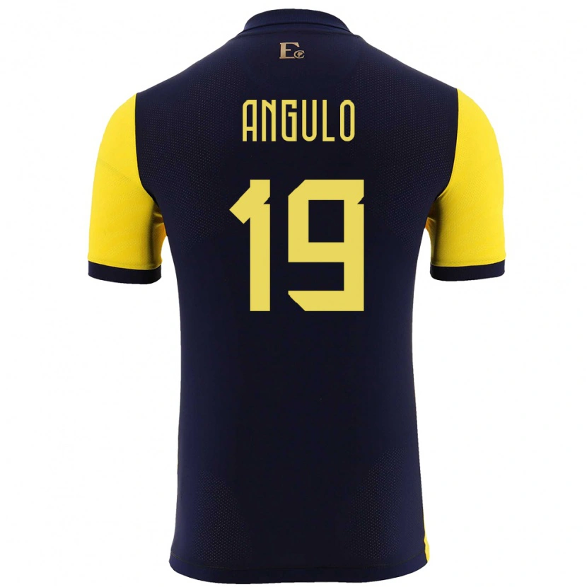 Danxen Uomo Maglia Ecuador Juan Angulo #19 Giallo Kit Gara Home 24-26 Maglietta