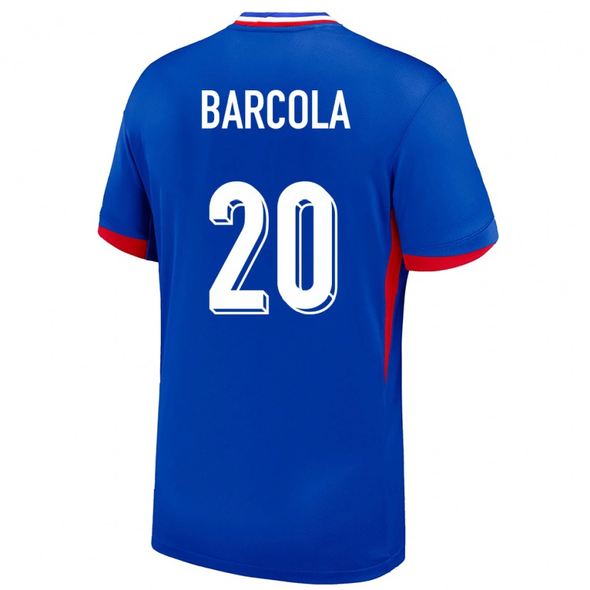Danxen Uomo Maglia Francia Bradley Barcola #20 Blu Kit Gara Home 24-26 Maglietta