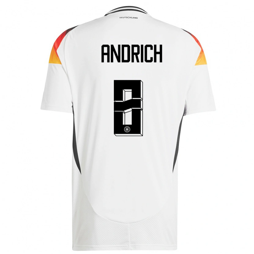 Danxen Uomo Maglia Germania Robert Andrich #8 Bianco Kit Gara Home 24-26 Maglietta