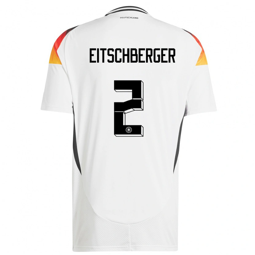 Danxen Uomo Maglia Germania Julian Eitschberger #2 Bianco Kit Gara Home 24-26 Maglietta