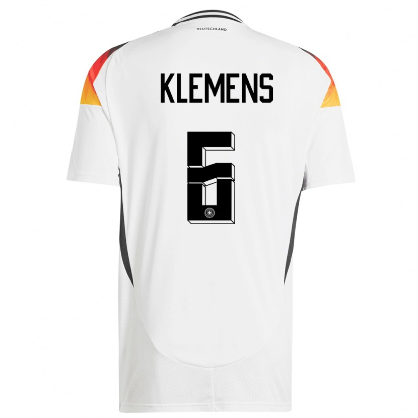 Danxen Uomo Maglia Germania Pascal Klemens #6 Bianco Kit Gara Home 24-26 Maglietta