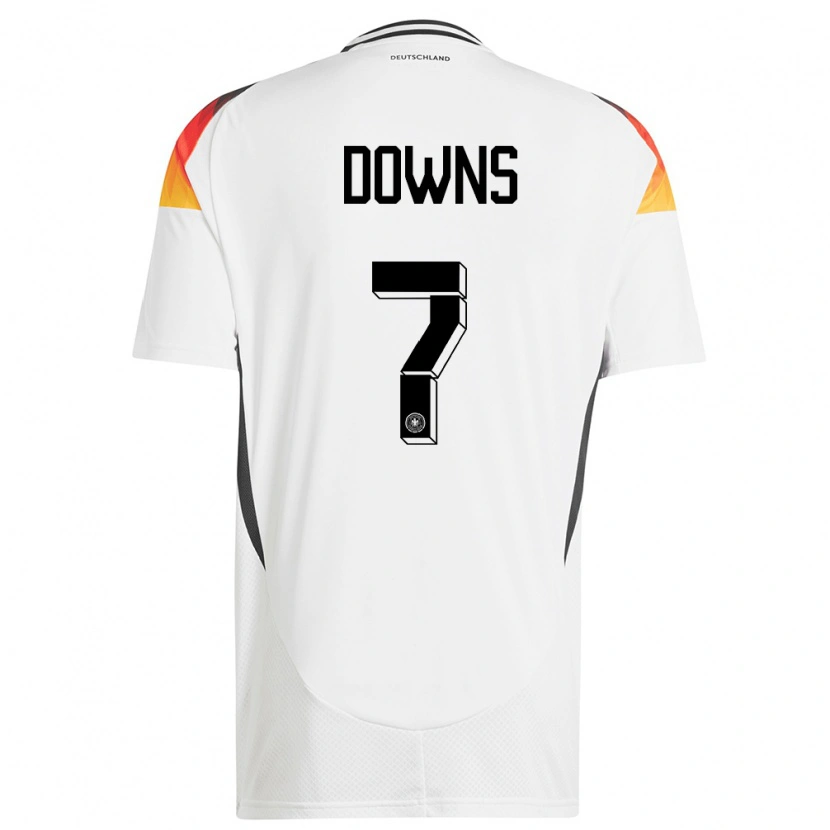 Danxen Uomo Maglia Germania Damion Downs #7 Bianco Kit Gara Home 24-26 Maglietta