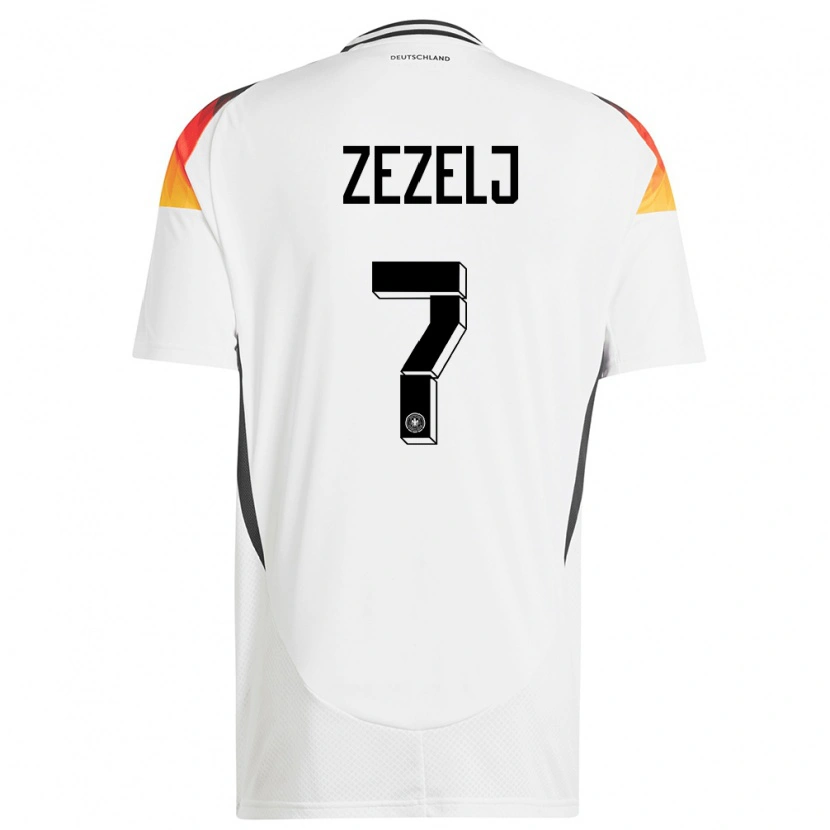 Danxen Uomo Maglia Germania Neno Zezelj #7 Bianco Kit Gara Home 24-26 Maglietta