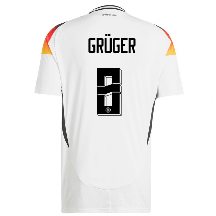 Danxen Uomo Maglia Germania Max Grüger #8 Bianco Kit Gara Home 24-26 Maglietta