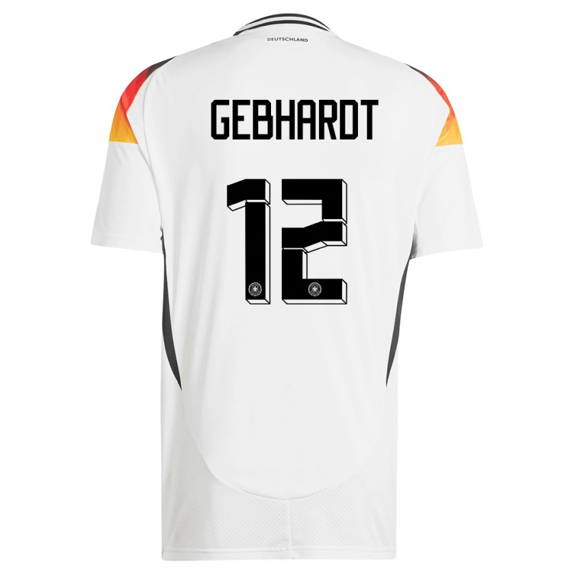 Danxen Uomo Maglia Germania Felix Gebhardt #12 Bianco Kit Gara Home 24-26 Maglietta