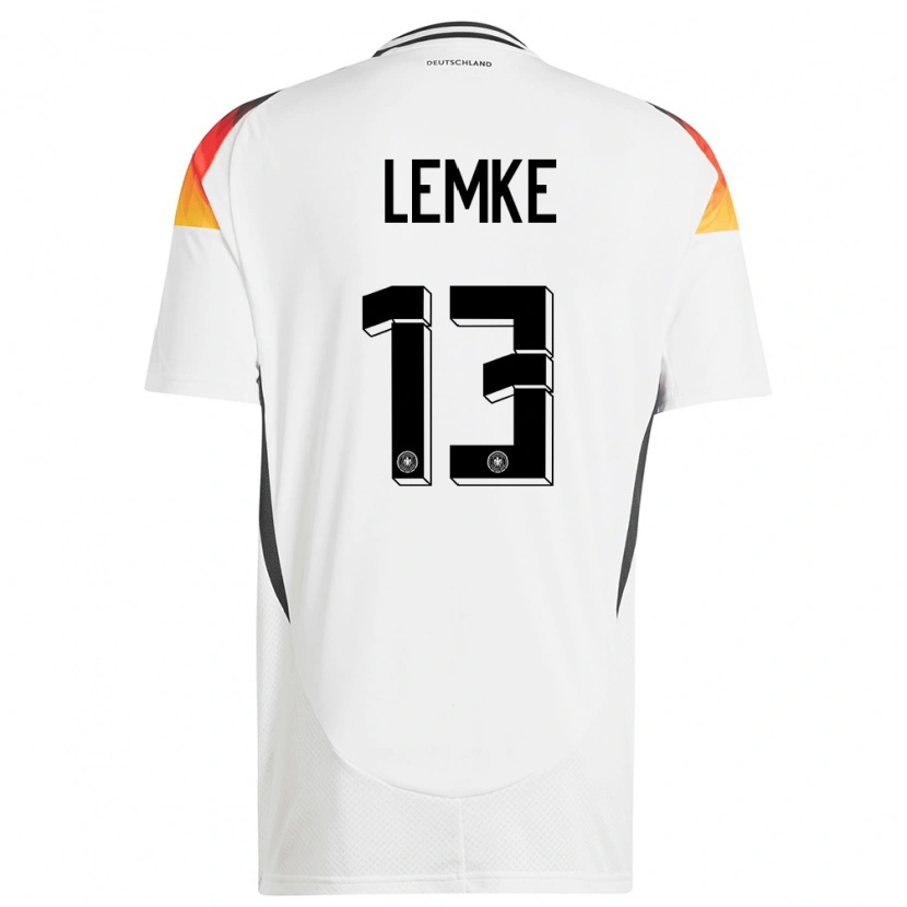 Danxen Uomo Maglia Germania Louis Lemke #13 Bianco Kit Gara Home 24-26 Maglietta