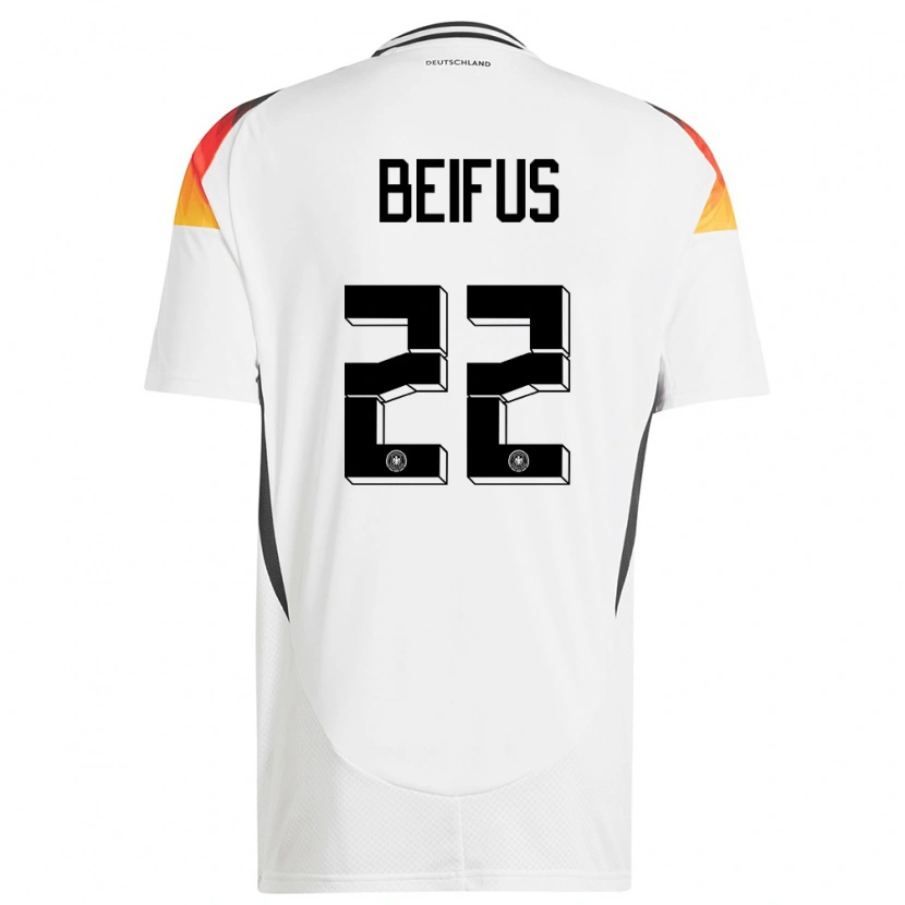 Danxen Uomo Maglia Germania Marcel Beifus #22 Bianco Kit Gara Home 24-26 Maglietta