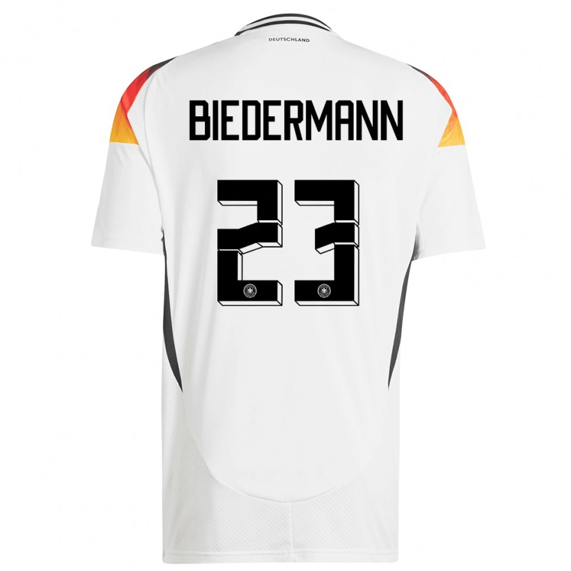 Danxen Uomo Maglia Germania Nico Biedermann #23 Bianco Kit Gara Home 24-26 Maglietta