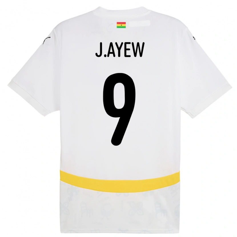Danxen Uomo Maglia Ghana Jordan Ayew #9 Bianco Kit Gara Home 24-26 Maglietta