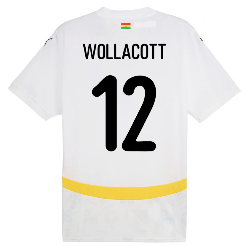 Danxen Uomo Maglia Ghana Joe Wollacott #12 Bianco Kit Gara Home 24-26 Maglietta