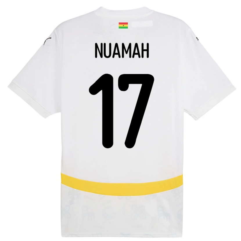 Danxen Uomo Maglia Ghana Ernest Nuamah #17 Bianco Kit Gara Home 24-26 Maglietta