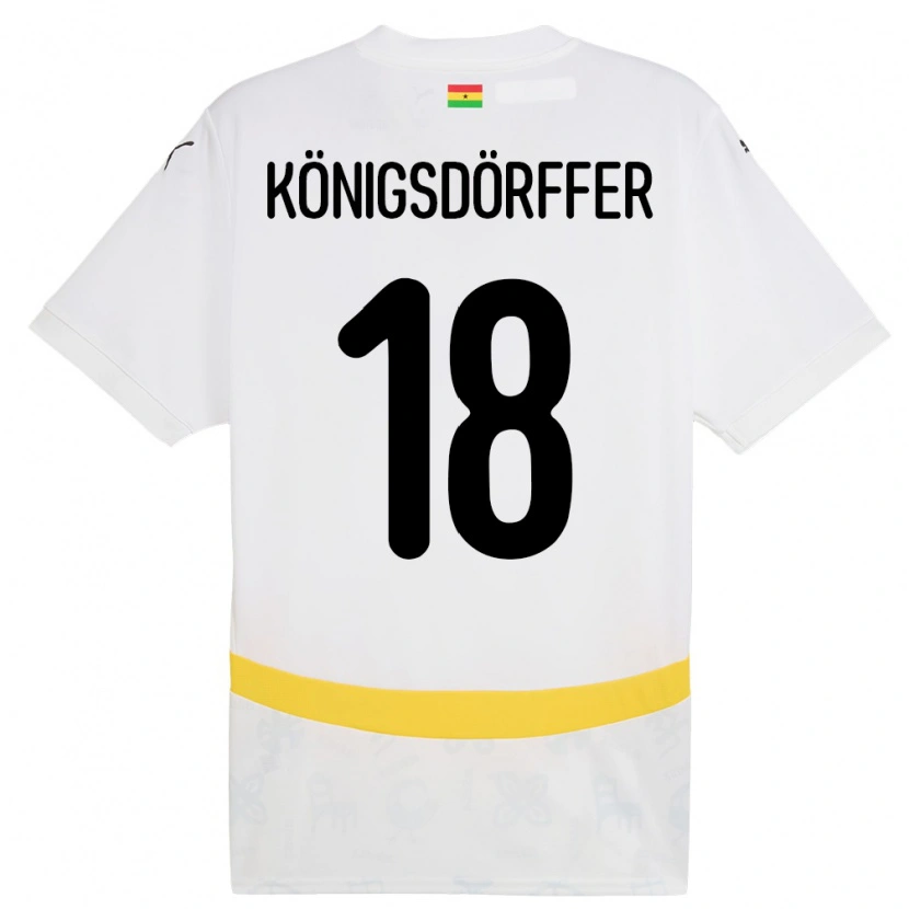 Danxen Uomo Maglia Ghana Ransford Königsdörffer #18 Bianco Kit Gara Home 24-26 Maglietta