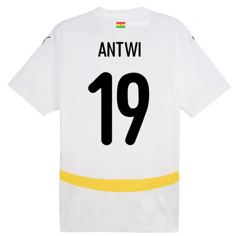 Danxen Uomo Maglia Ghana Emmanuel Antwi #19 Bianco Kit Gara Home 24-26 Maglietta