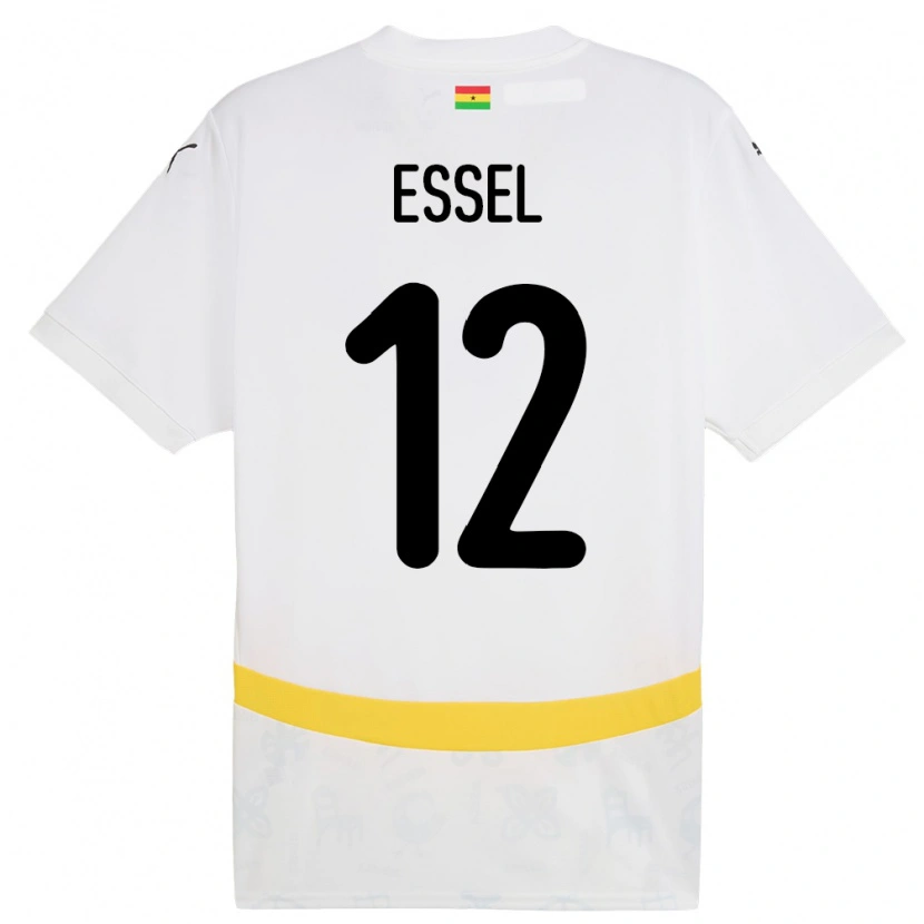 Danxen Uomo Maglia Ghana Aaron Essel #12 Bianco Kit Gara Home 24-26 Maglietta