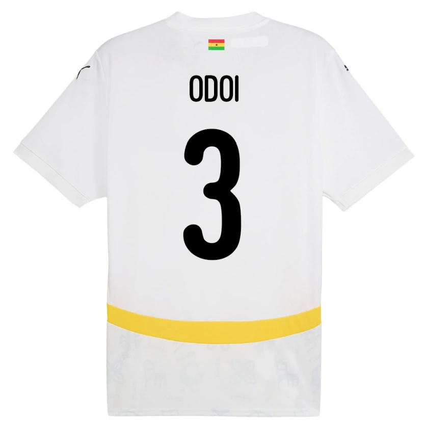 Danxen Uomo Maglia Ghana Denis Odoi #3 Bianco Kit Gara Home 24-26 Maglietta