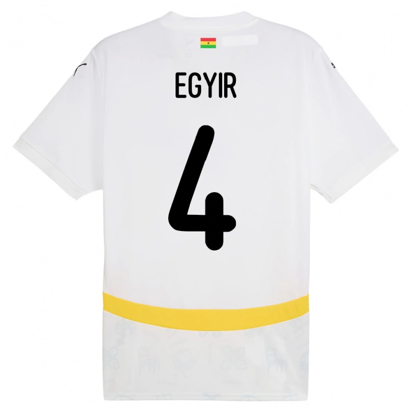 Danxen Uomo Maglia Ghana Janet Egyir #4 Bianco Kit Gara Home 24-26 Maglietta