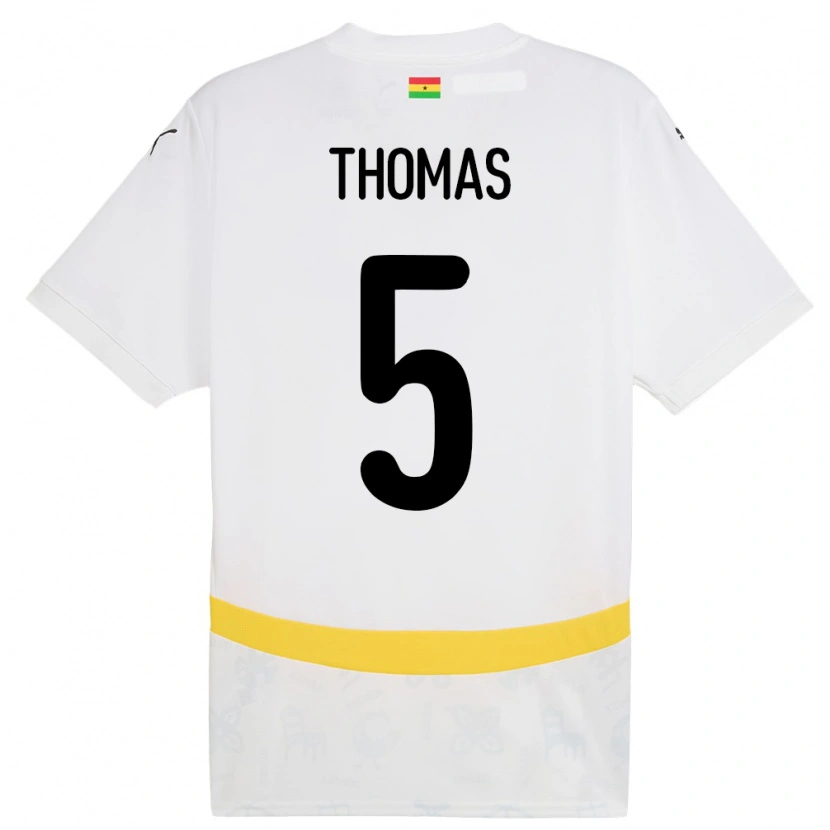 Danxen Uomo Maglia Ghana Thomas Partey #5 Bianco Kit Gara Home 24-26 Maglietta