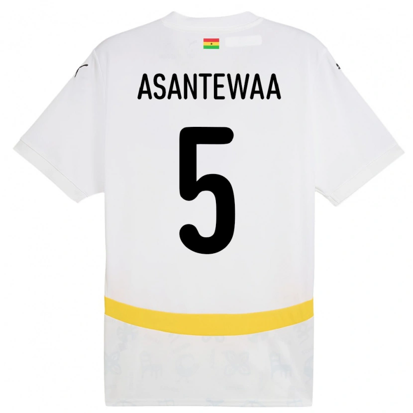 Danxen Uomo Maglia Ghana Grace Asantewaa #5 Bianco Kit Gara Home 24-26 Maglietta