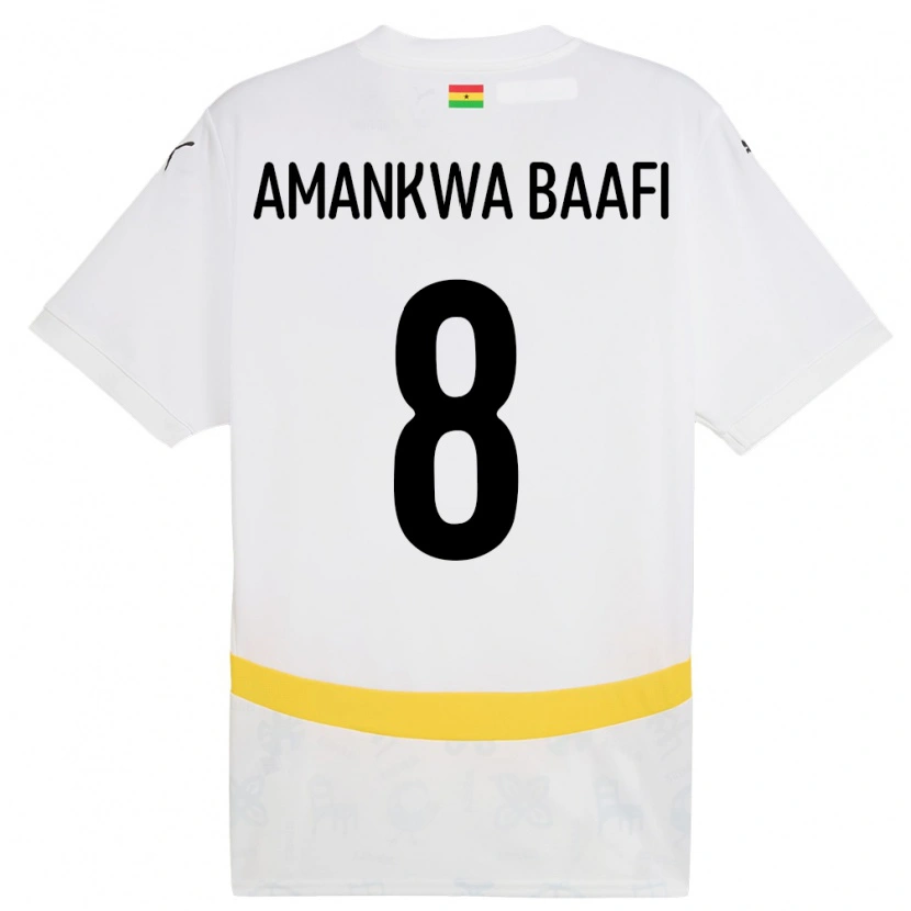 Danxen Uomo Maglia Ghana Yaw Amankwa Baafi #8 Bianco Kit Gara Home 24-26 Maglietta