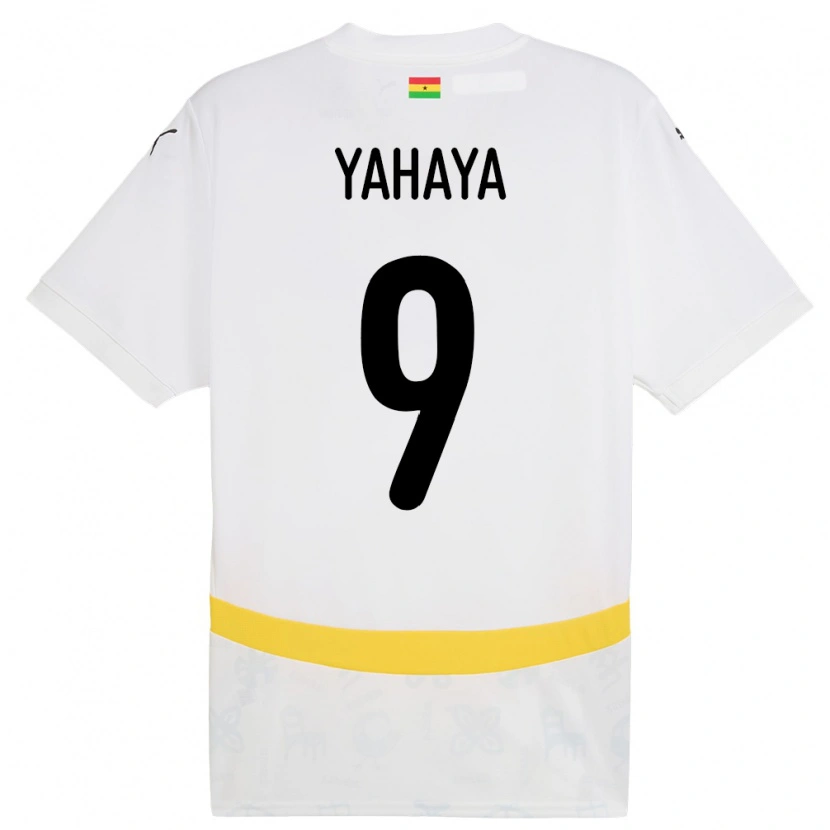 Danxen Uomo Maglia Ghana Mohammed Yahaya #9 Bianco Kit Gara Home 24-26 Maglietta