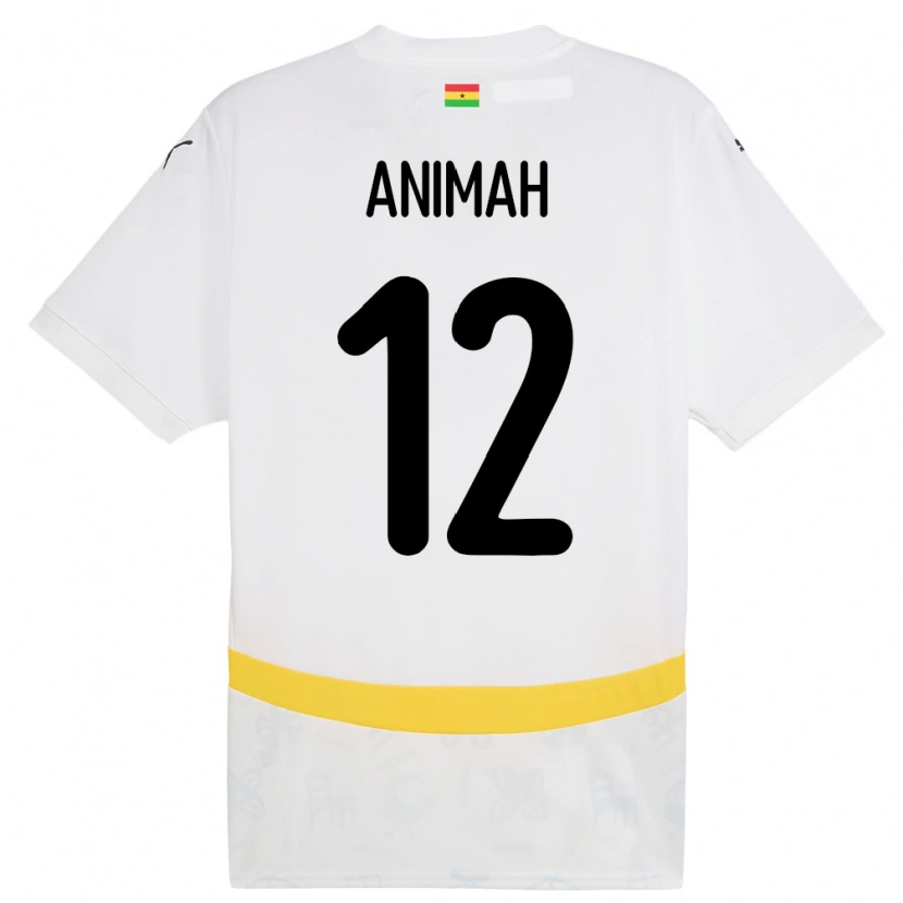 Danxen Uomo Maglia Ghana Grace Animah #12 Bianco Kit Gara Home 24-26 Maglietta