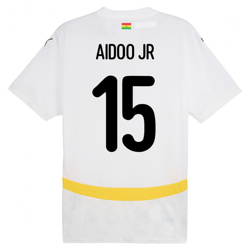 Danxen Uomo Maglia Ghana Joseph Aidoo #15 Bianco Kit Gara Home 24-26 Maglietta