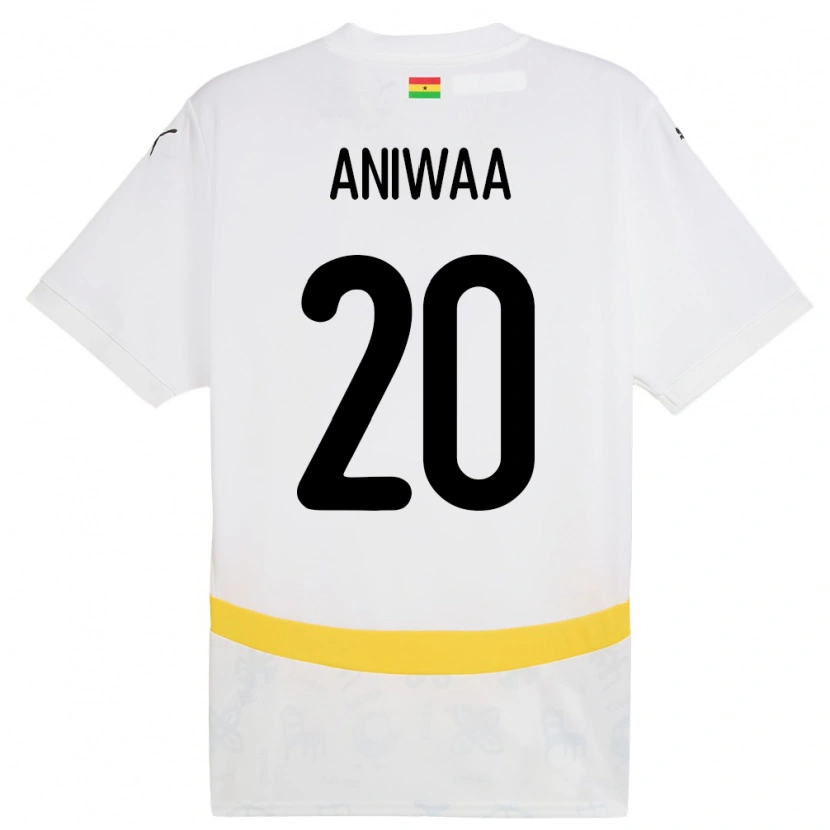 Danxen Uomo Maglia Ghana Louisa Aniwaa #20 Bianco Kit Gara Home 24-26 Maglietta