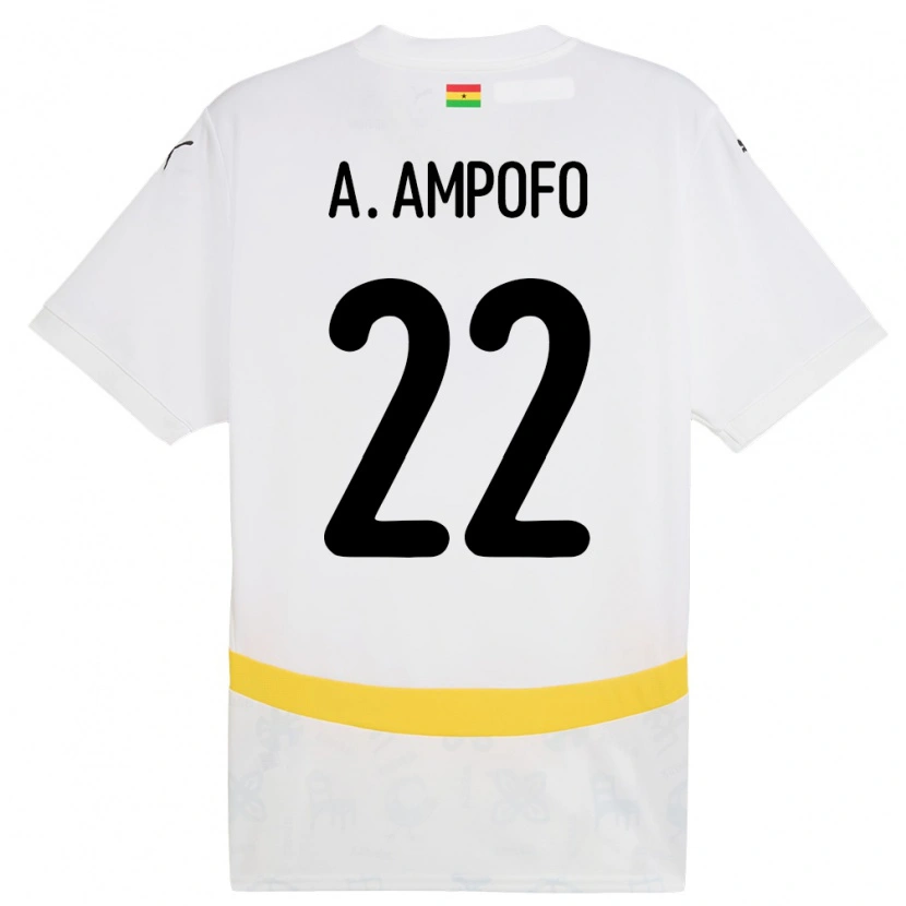 Danxen Uomo Maglia Ghana Eugene Amankwah Ampofo #22 Bianco Kit Gara Home 24-26 Maglietta