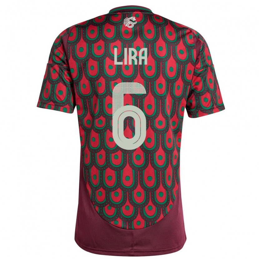 Danxen Uomo Maglia Messico Érik Lira #6 Marrone Kit Gara Home 24-26 Maglietta