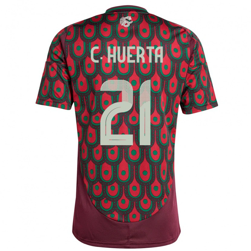 Danxen Uomo Maglia Messico César Huerta #21 Marrone Kit Gara Home 24-26 Maglietta